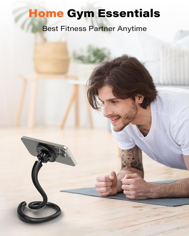 A2C Flexible Gooseneck Phone Holder for iPhone Magsafe, Long Arm Gym Magnetic Phone Holder for Treadmill Peloton, Portable Fitness Home Gym Accessory, Phone Mount for Stroller/Shopping/Golf Cart/Desk - Image 3